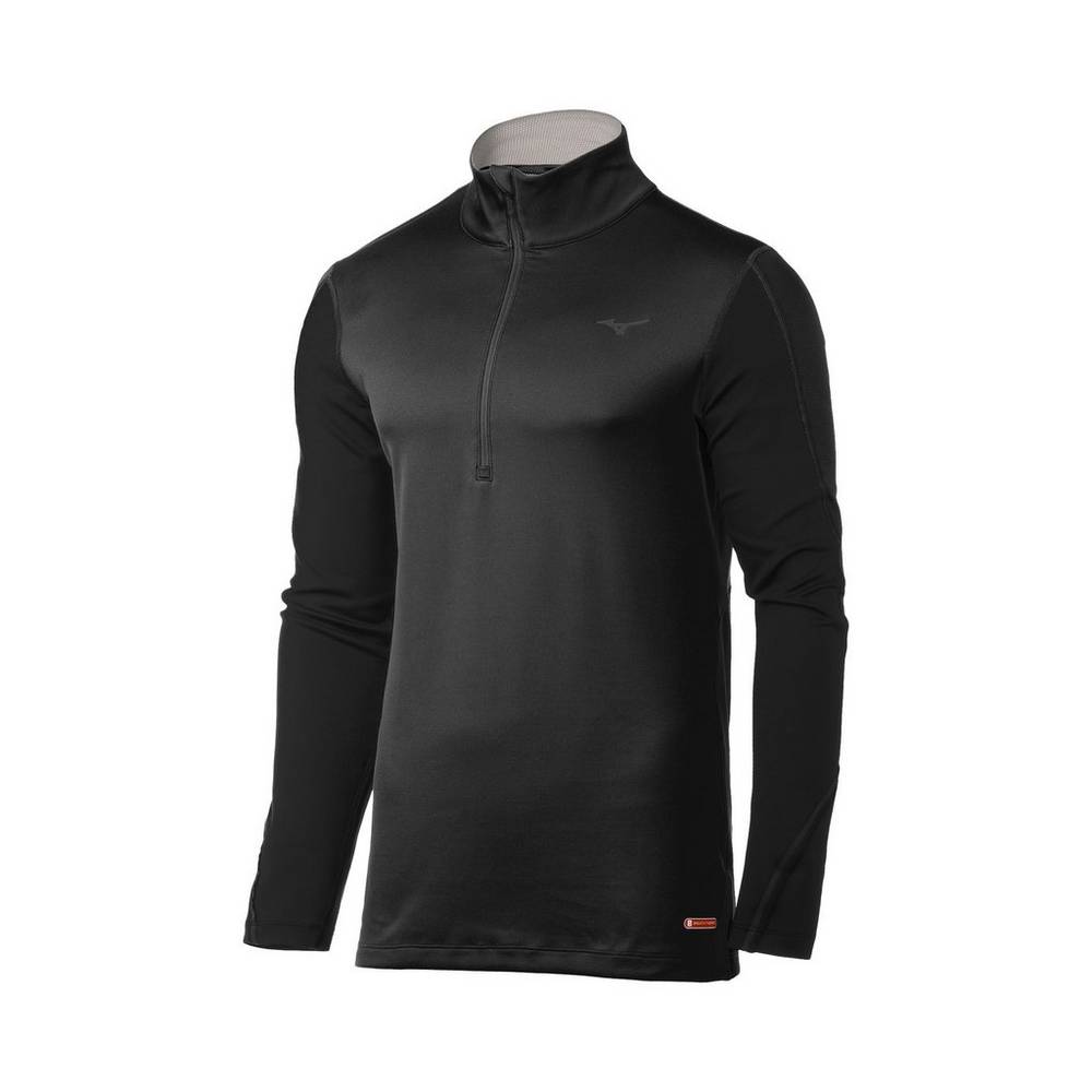 Mens Mizuno Breath Thermo® Half Zip Base Layer Black Philippines (FAJHKN012)